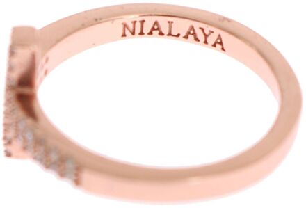 Roze Goud 925 Zilver Dames Kruis CZ Ring - EU 40.5 / UK 7