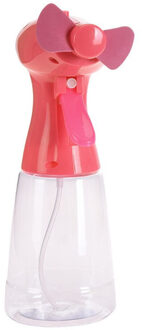 Roze hand ventilator met water verstuiver 22 cm - Handventilatoren Rood