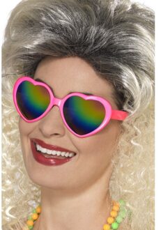 Roze hartjes verkleed bril - 4x stuks - voor volwassenen - Feestbrillen - party brillen - foute part