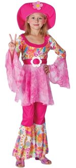 Roze hippie kostuum voor meisjes 116 - 4-6 jr - Carnavalskostuums