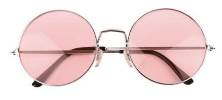 Roze hippie XL bril met grote glazen