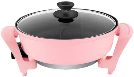 Roze Huishoudelijke multifunctionele Elektrische fornuis 3L Capaciteit Elektrische pot ondersteuning Gebakken Steak Vis dubbele-smaak pot