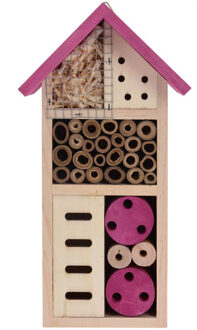 Roze huisje voor insecten 26 cm vlinderhuis/bijenhuis/wespenhotel - Insectenhotel