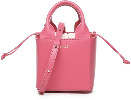Roze kalfsleren tas met gouden logo D.a.t.e. , Pink , Dames - ONE Size