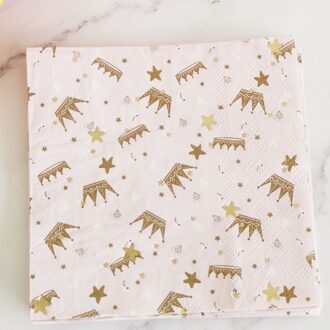 Roze Kasteel Kroon Flamingo Princess Party Wegwerp Servies Papier Plaat Kopjes Servetten Voor Bruiloft Verjaardag Doop Decor 16 stk napkins