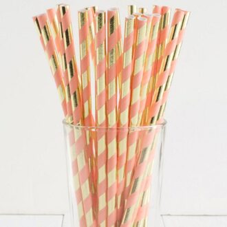 Roze Kasteel Kroon Flamingo Princess Party Wegwerp Servies Papier Plaat Kopjes Servetten Voor Bruiloft Verjaardag Doop Decor 25stk straws