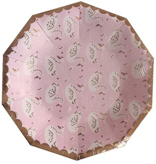 Roze Kasteel Kroon Flamingo Princess Party Wegwerp Servies Papier Plaat Kopjes Servetten Voor Bruiloft Verjaardag Doop Decor 8stk 9 plates