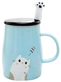 roze kat hittebestendig cup kleur cartoon met Lepel kitten melk koffie keramische mok kinderen cup kantoor blauw