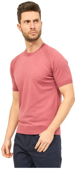 Roze Katoenen Korte Mouw Sweater Gran Sasso , Pink , Heren - Xl,M