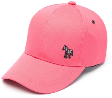 Roze Katoenen Logo Hoed met Gebogen Klep PS By Paul Smith , Pink , Heren - ONE Size