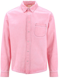 Roze Katoenen Overhemd met Drukknoopsluiting Marni , Pink , Heren - XL