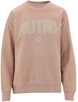 Roze Katoenen Sweatshirt met Logo Detail Autry , Pink , Dames - M,S