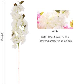 Roze Kersenbloesem Kunstmatige Bloemen Hoge Simulatie Sakura Boom Takken Voor Lente Thuis Bruiloft Decor Nep Planten Boeket wit