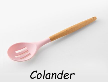 Roze Koken Keukengerei Tool Siliconen Keukengerei Set Met Houten Multifunctionele Handvat Non-stick Spatel Pollepel Ei Kloppers Schop Colander