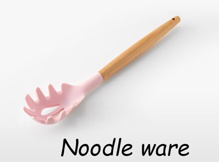 Roze Koken Keukengerei Tool Siliconen Keukengerei Set Met Houten Multifunctionele Handvat Non-stick Spatel Pollepel Ei Kloppers Schop Noodle ware