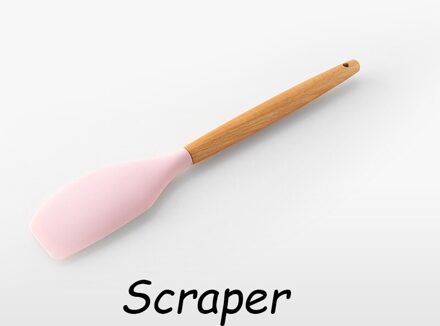 Roze Koken Keukengerei Tool Siliconen Keukengerei Set Met Houten Multifunctionele Handvat Non-stick Spatel Pollepel Ei Kloppers Schop Scraper