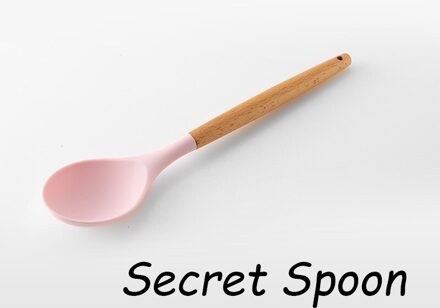 Roze Koken Keukengerei Tool Siliconen Keukengerei Set Met Houten Multifunctionele Handvat Non-stick Spatel Pollepel Ei Kloppers Schop Secret lepel