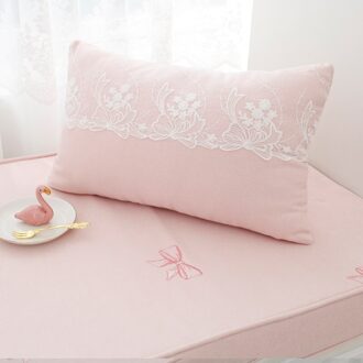 Roze Kussen Met Kant Decoratieve Kussens Vlinder Geborduurde Sofa Bed Rugkussens Met Innerlijke Voor Meisjes Slaapkamer 45x28cm