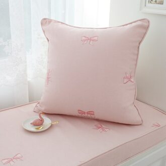 Roze Kussen Met Kant Decoratieve Kussens Vlinder Geborduurde Sofa Bed Rugkussens Met Innerlijke Voor Meisjes Slaapkamer 55x55cm vlinder