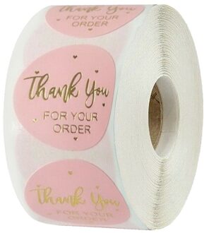Roze Label Stickers Folie Dank U Stickers 1 ''500Pcs Smaak Business Bestellen Home Hand Madesticker Bruiloft Envelop jul709