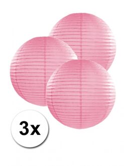 Roze lampionnen 25 cm 3 stuks - Feestlampionnen