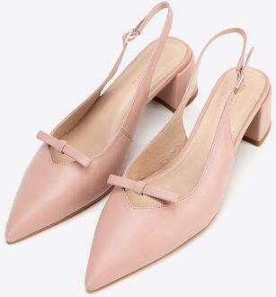 Roze leren pumps met hak voor dames