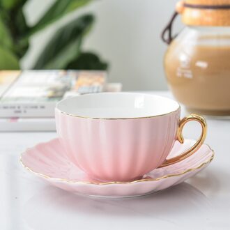 Roze Leuke Creatieve Porselein Kop En Schotel Keramiek Eenvoudige Thee Sets Modern Koffie Cups Tazas Para Cafe style1
