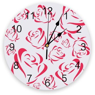 Roze Lijn Rose Bloem Wandklok Digitale Klok Home Decor Wandklok Modern Woonkamer Decor