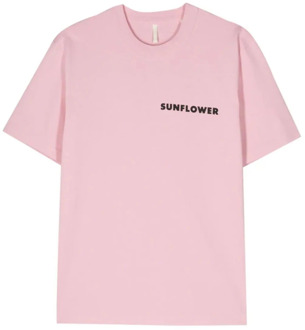 Roze Logo Tee Korte Mouw Sunflower , Pink , Heren - Xl,L,M,S