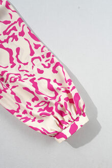 Roze Luipaardprint Losvallende Babydoll Mini Jurk Huidkleurig