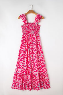 Roze Luipaardprint Maxi Jurk Klaproos