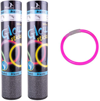 Roze neon glow in the dark armbandjes 200x stuks