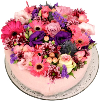 Roze paars bloementaart bezorgen