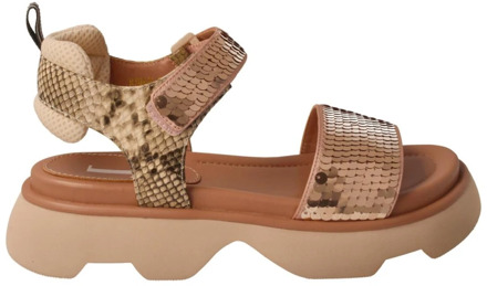Roze paillet sandalen met klittenbandsluiting Jeannot , Pink , Dames - 39 Eu,38 Eu,37 Eu,36 EU