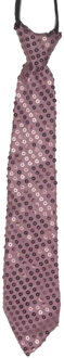 Roze pailletten stropdas 32 cm