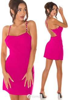 Roze party jurkje met strass ,IS57221-P - Maat: One Size