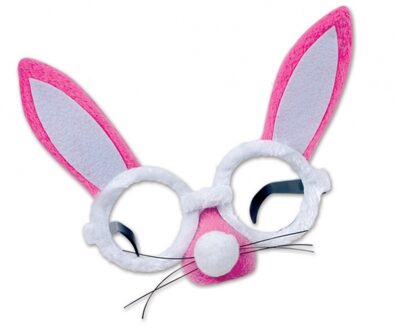 Roze ronde bunny bril met snuit en oren