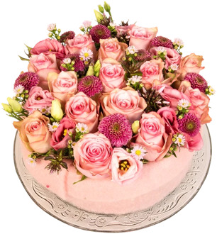 Roze rozen bloementaart