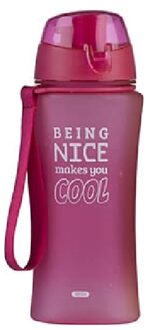 Roze sportfles/sportbeker met sportdop 480 ml Being nice makes you cool - Drinkflessen