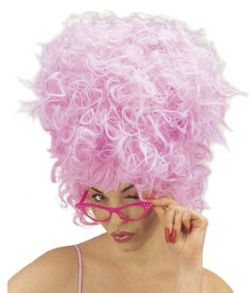 Roze suikerspin pruik voor dames - Verkleedpruiken