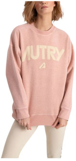 Roze Sweatshirt met Appliqué Logo Autry , Pink , Dames - M,S,Xs