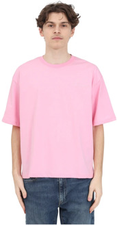 Roze T-shirt met Gestikt Logo Garment Workshop , Pink , Heren - 2Xl,Xl,L,M,S