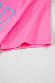 Roze T-shirt met Korte Mouwen en Grafisch Ontwerp - maat S