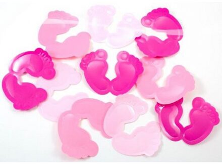 Roze voetjes tafelconfetti XL voor geboorte - Confetti