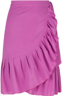 Roze wikkelrok met ruches Fuchsia