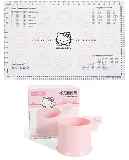 Roze Zeefters Stijgers Keuken Semi-Automatische Hand Gedrukt Cup Poedersuiker Zeef, Meel Zeef Met Schaal, bakken Accessoires Two-stuk suit