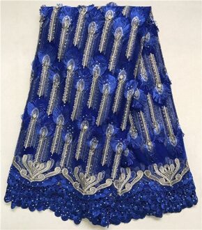 Roze zwitserse voile kant in zwitserland stenen franse netto kant afrikaanse tule kant ankara stof voor jurk 5 yard /lot5800 Blauw