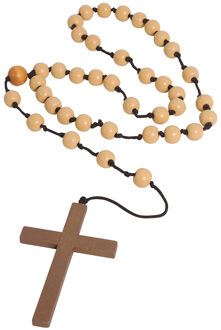 Rozenkrans ketting - 90 cm - priesters/nonnen - Carnaval - sieraden Beige