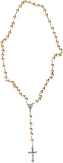 Rozenkrans ketting - met kruis - beige - 100 cm - 8 mm kralen