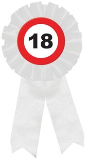 Rozet Verkeersbord 18 Jaar Rood - Zalm, Wit - Transparant